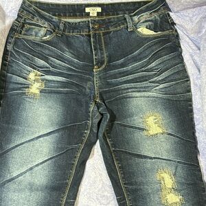 Blue distressed jeans